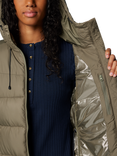 Columbia Pike Lake Hooded Long Puffer Coat, Stone Green