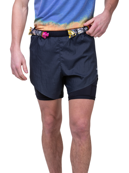 Ronhill 2-In-1 Sports Shorts, All Black, R009 All Black