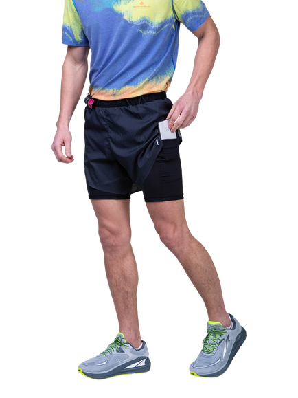 Ronhill 2-In-1 Sports Shorts, All Black - view 2, R009 All Black