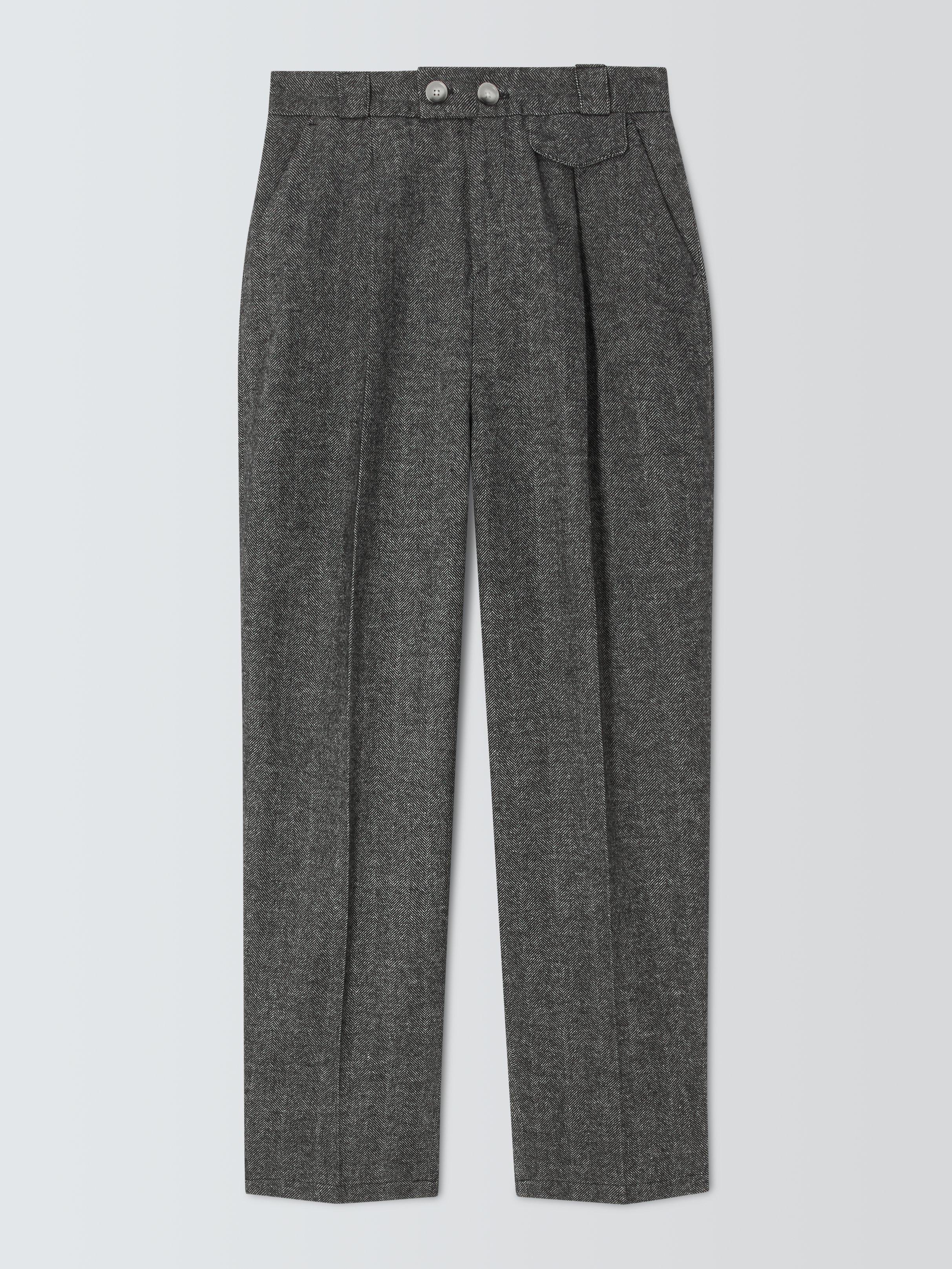 Leon & Harper Pummy Herringbone Wool Trousers, Chevron