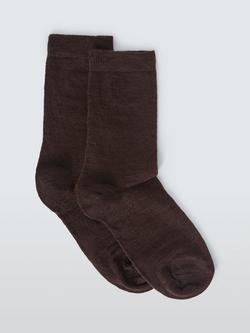 John Lewis Merino Wool Rich Ankle Socks, Chocolate