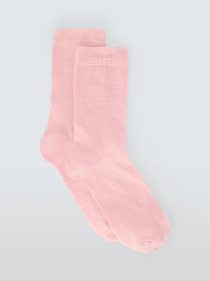 John Lewis Merino Wool Rich Ankle Socks, Pack of 2, Dusty Rose