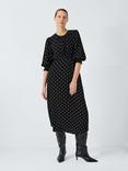 John Lewis Agnes Polka Dot Midi Dress, Black/Multi