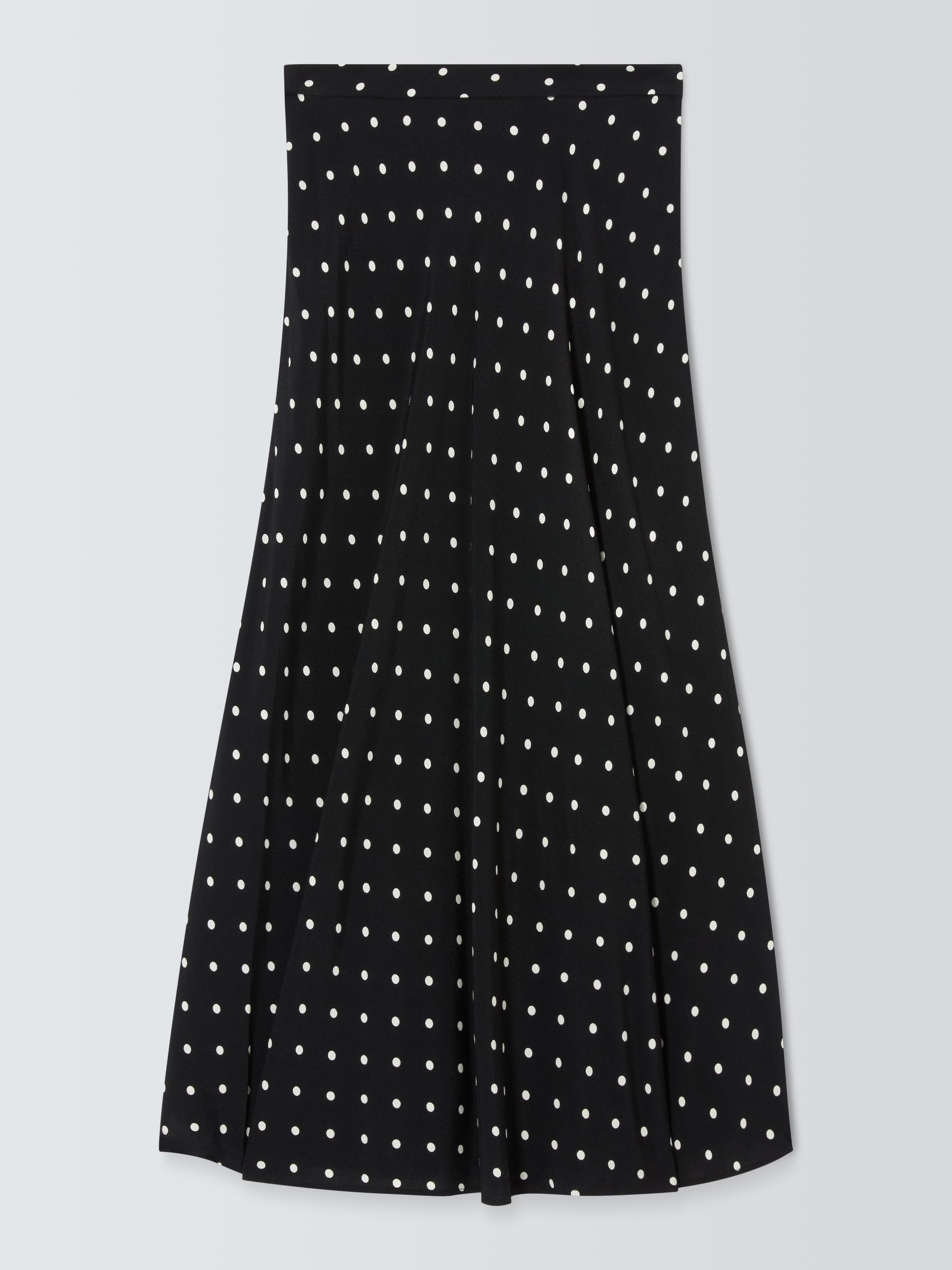 John Lewis Spot Midi Skirt Black Multi