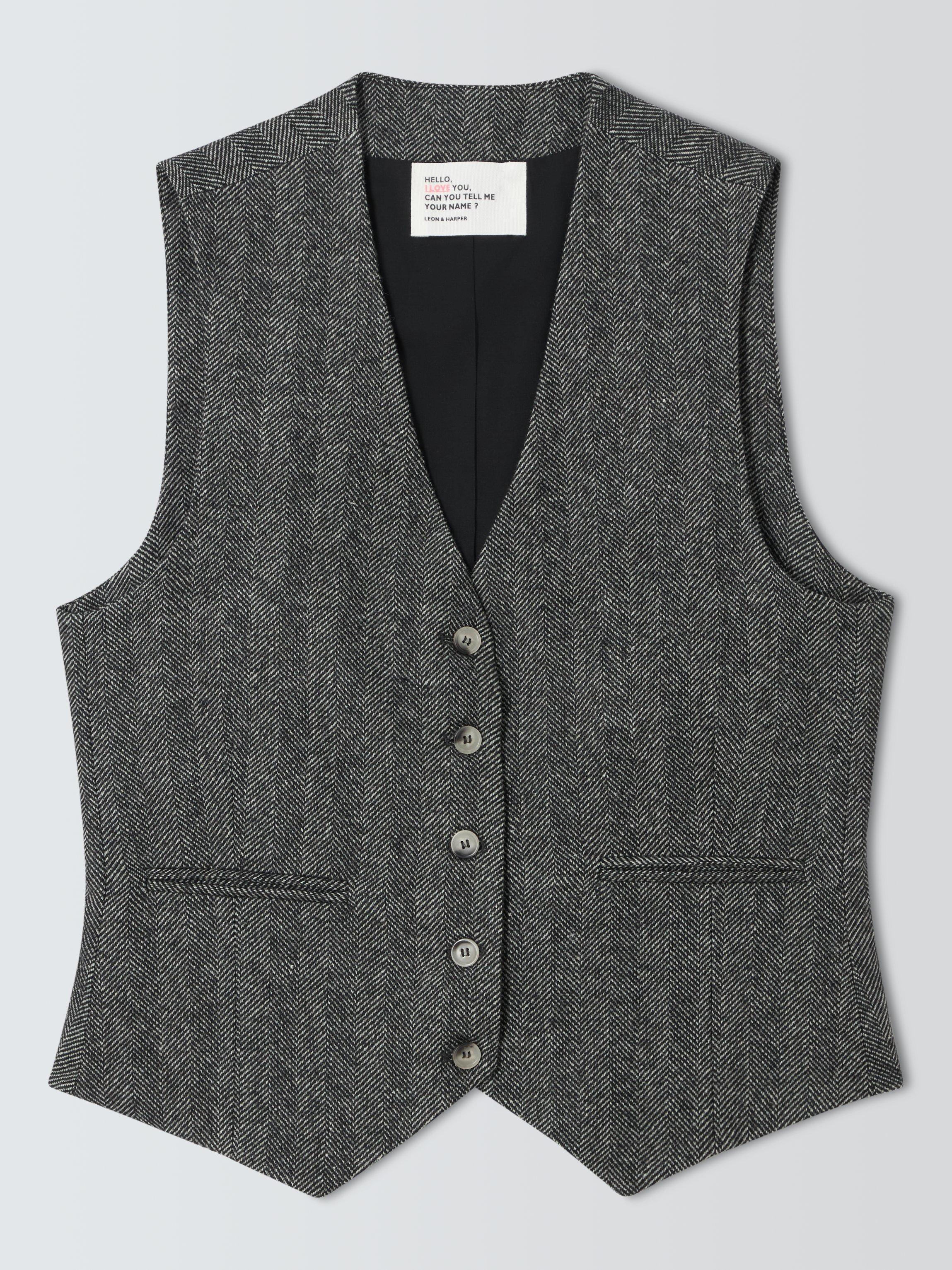 Product image 1 of 1, which shows Leon & Harper Valet Wool Waistcoat, Grey, L