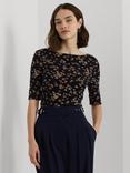 Lauren Ralph Lauren Judy Painterly Floral Top, Navy/Multi