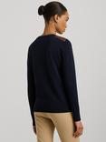 Lauren Ralph Lauren Shavonne Patch Long Sleeve Top, Lauren Navy