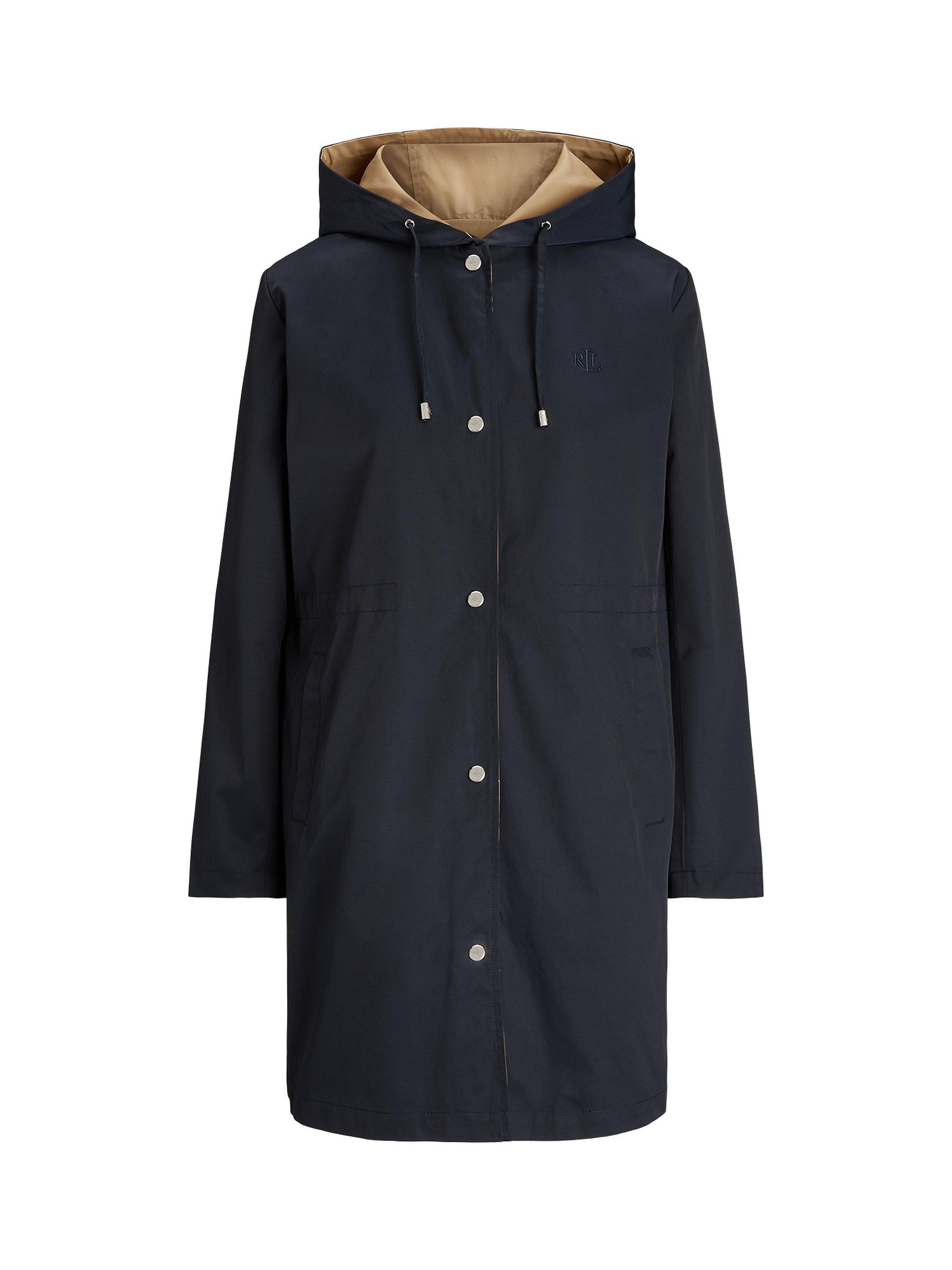 Lauren Ralph Lauren Rain Reversible Coat Dark Navy Birch Tan