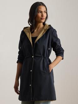 Lauren Ralph Lauren Rain Reversible Coat, Dark Navy/Birch Tan, Dark Navy/Birch Tan