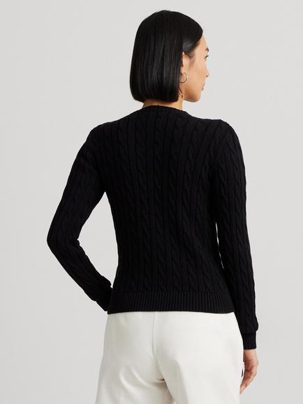 Lauren Ralph Lauren Ralhan Cotton Cable Knit Cardigan - view 2, Black