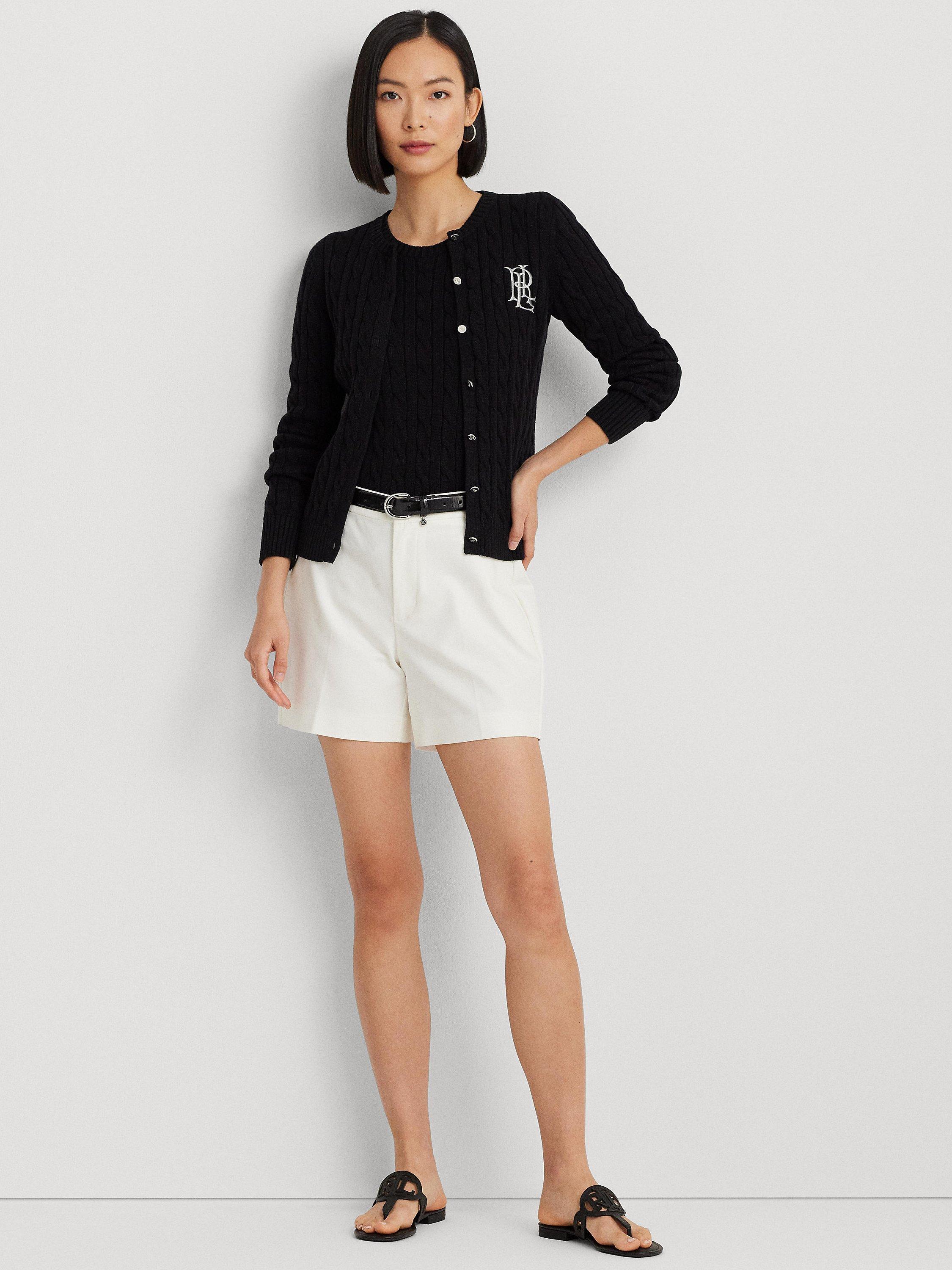 Product image 4 of 5, which shows Lauren Ralph Lauren Ralhan Cotton Cable Knit Cardigan, Black, XS