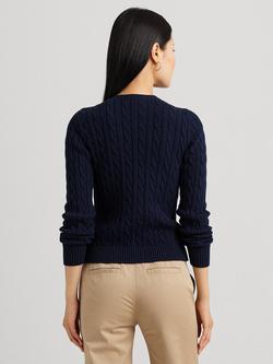 Lauren Ralph Lauren Ralhan Cotton Cable Knit Cardigan - view 2, Navy