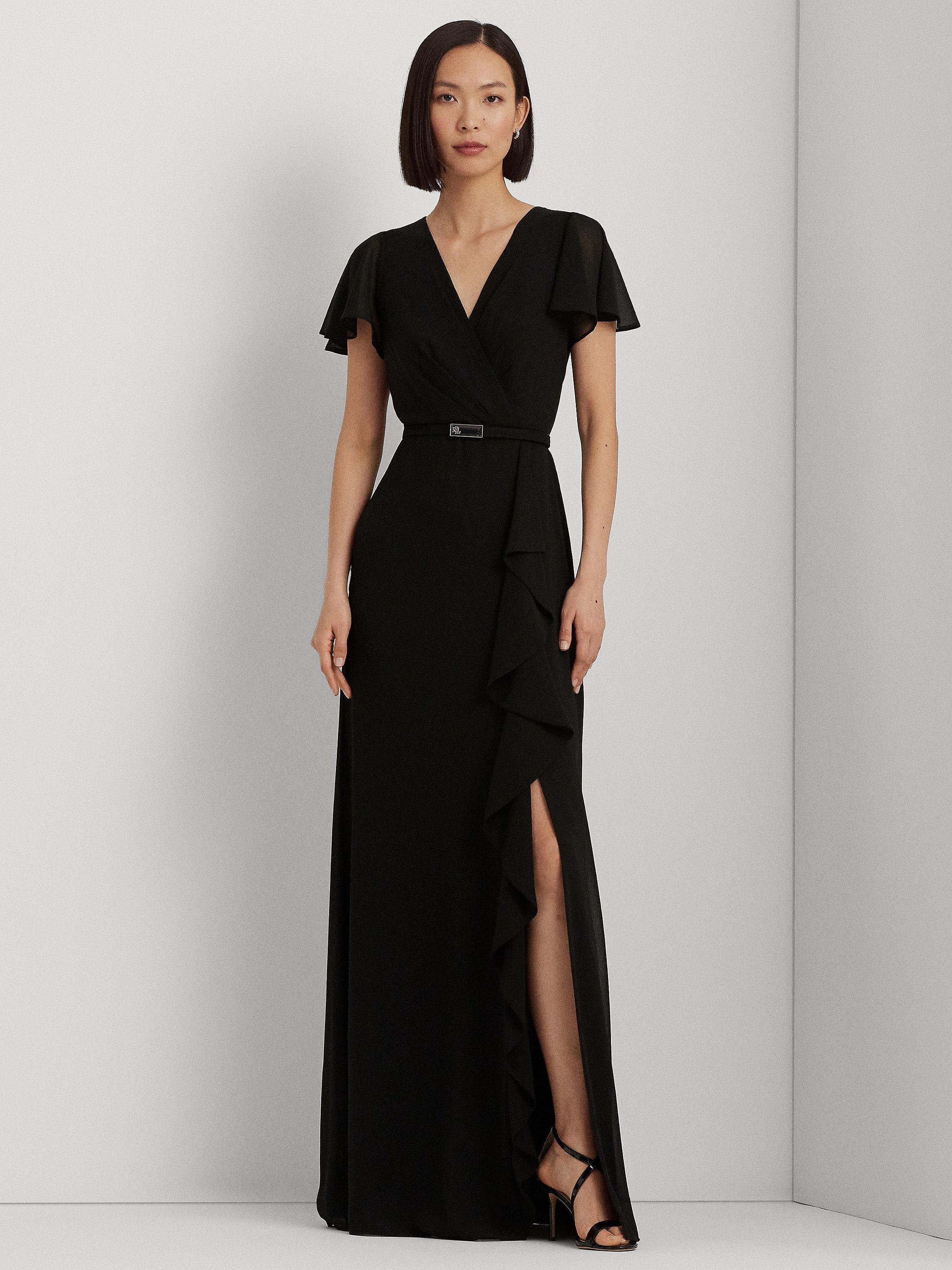 Lauren Ralph Lauren Flutter Sleeve Maxi Dress Black