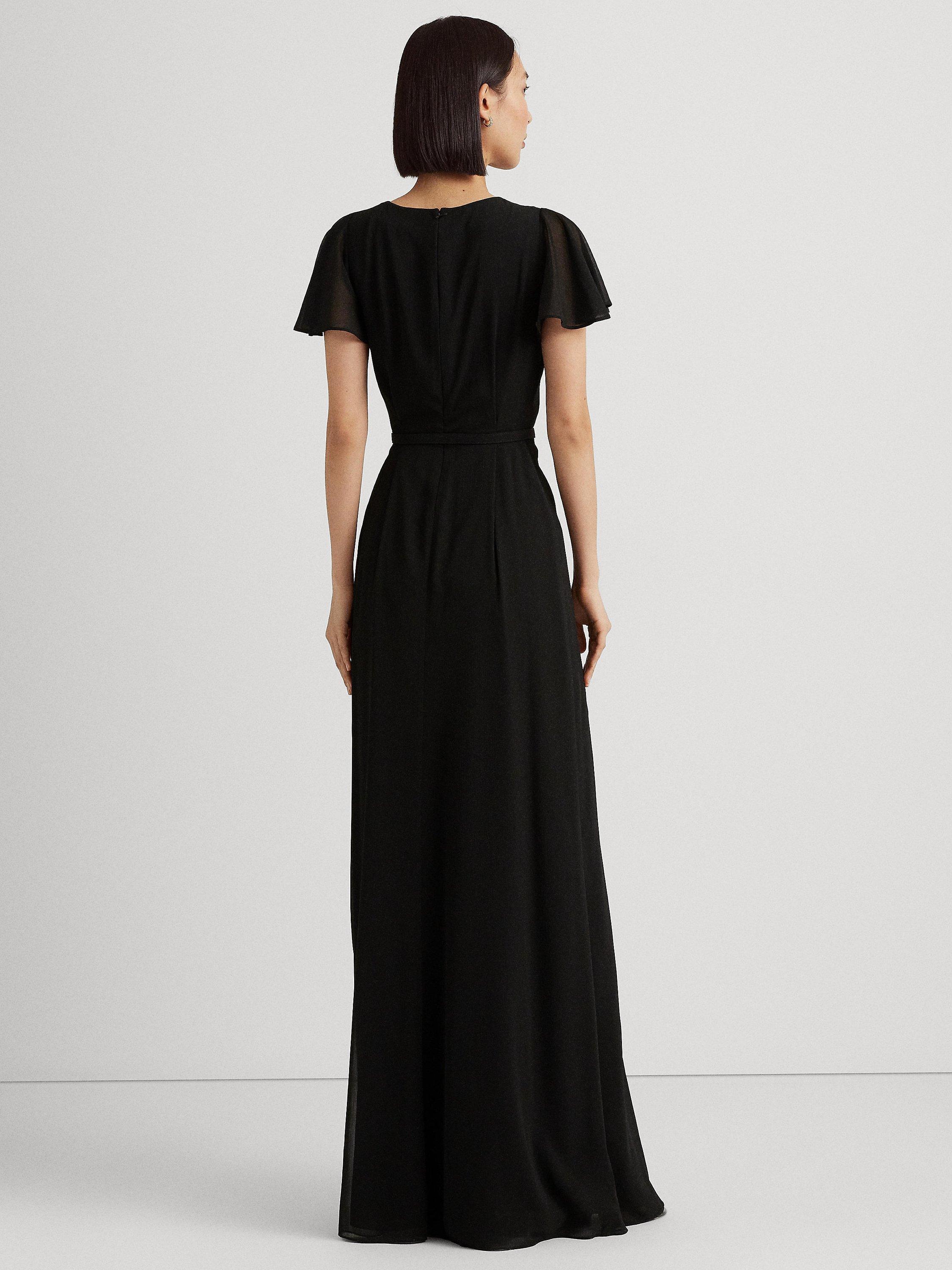 Lauren Ralph Lauren Flutter Sleeve Maxi Dress Black