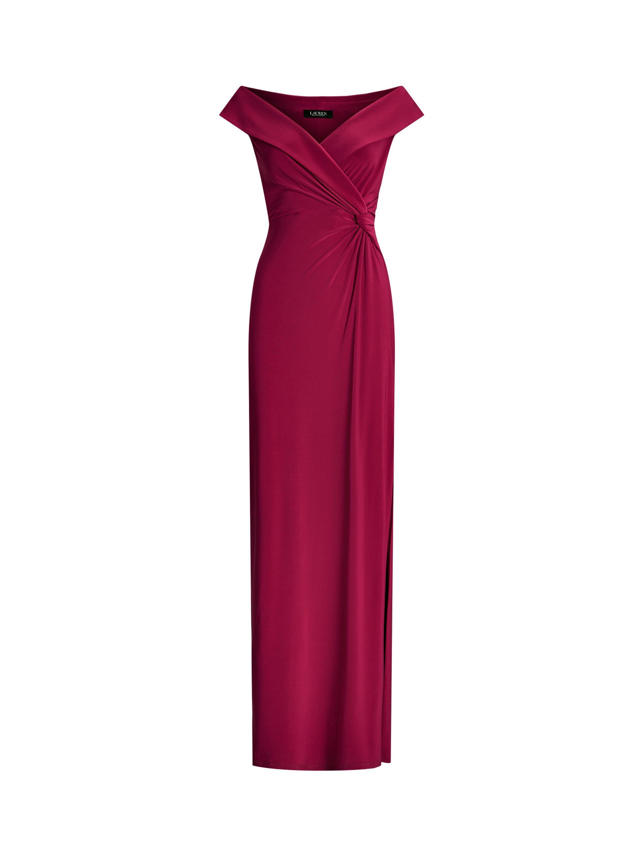 Lauren Ralph Lauren Leonidas Floor Length Column Gown Fuchsia Berry