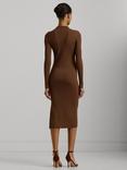 Lauren Ralph Lauren Viralee Rib Knit Shirt Dress, Dark Terracotta, Dark Terracotta