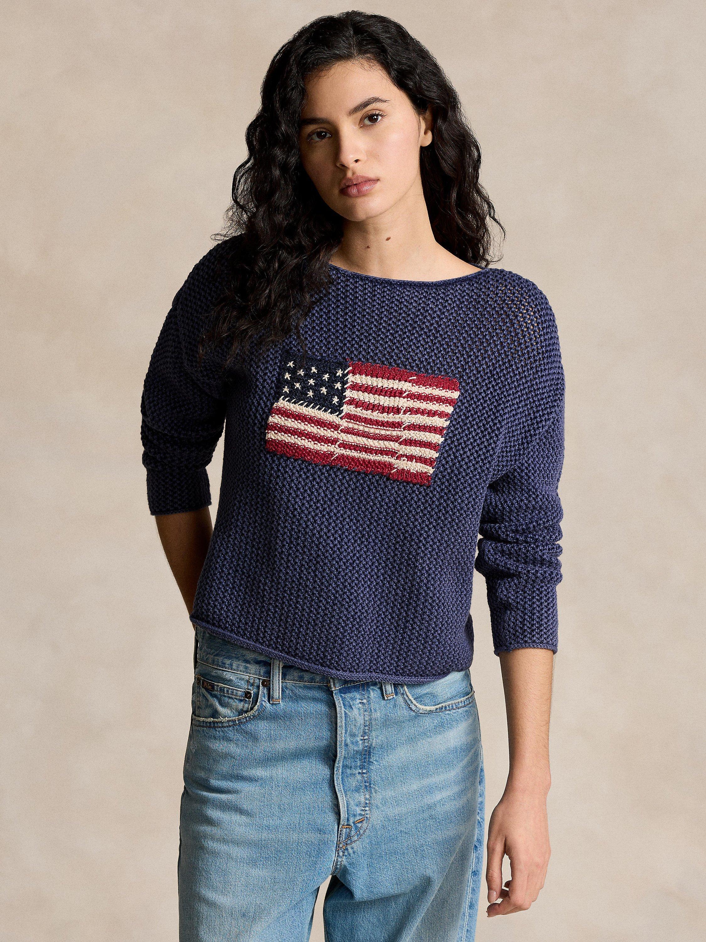 Polo Ralph Lauren American Flag Cotton Jumper Blue Multi