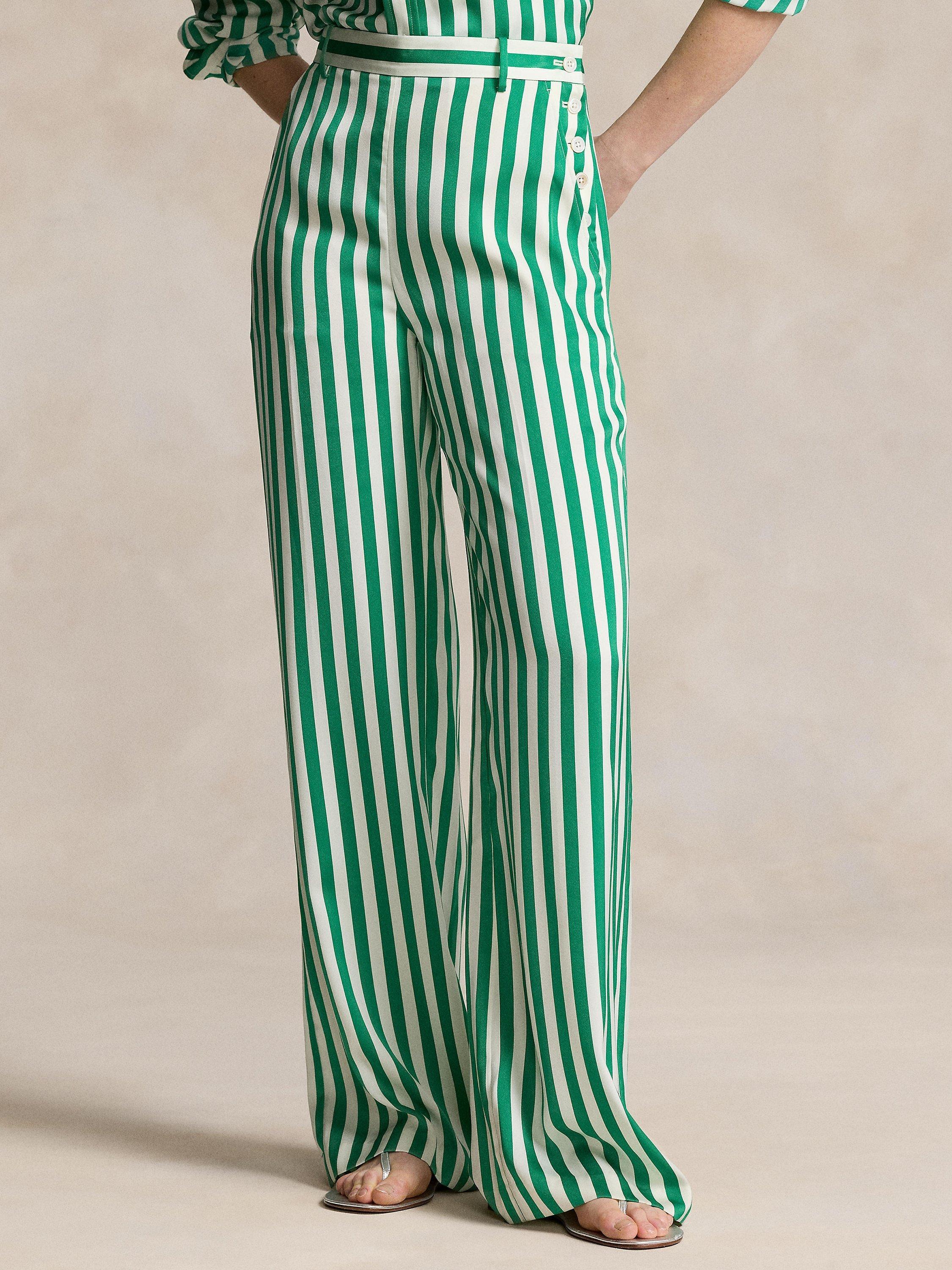 Polo Ralph Lauren Stripe Silk Trousers Green Multi