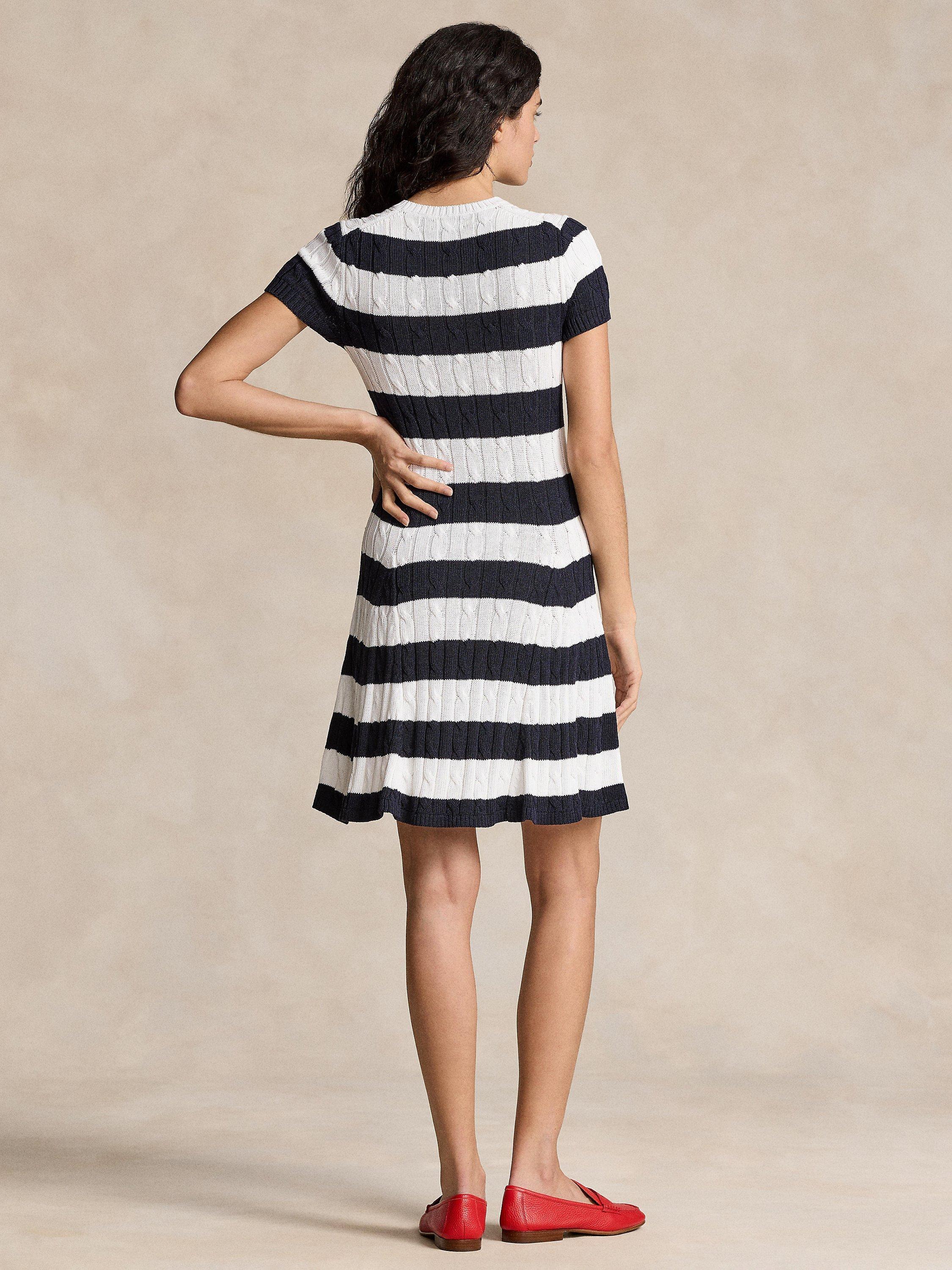 Lauren Ralph Lauren Cable Knit Dress, Navy/White, XS