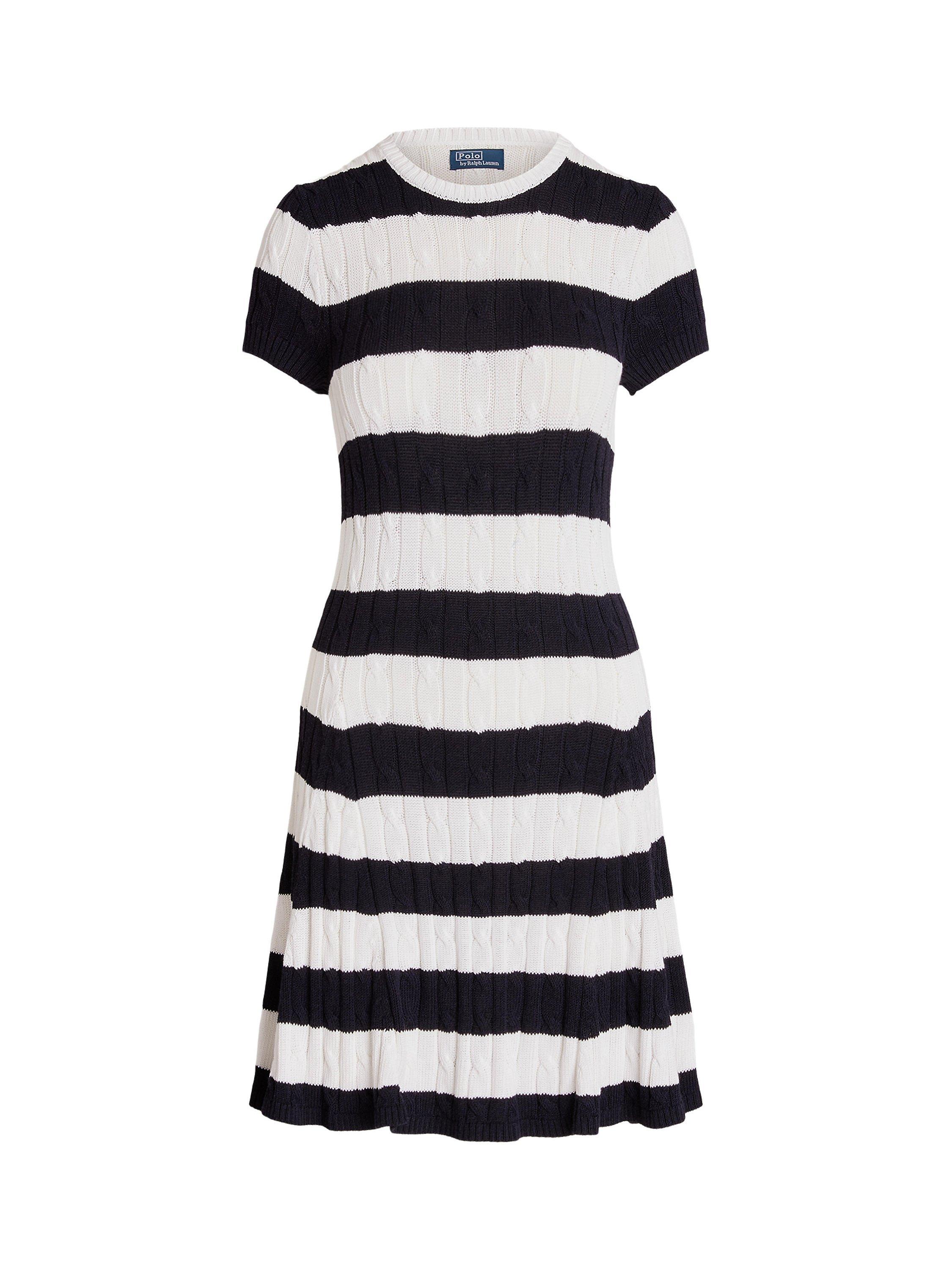 Lauren Ralph Lauren Cable Knit Dress, Navy/White, XS