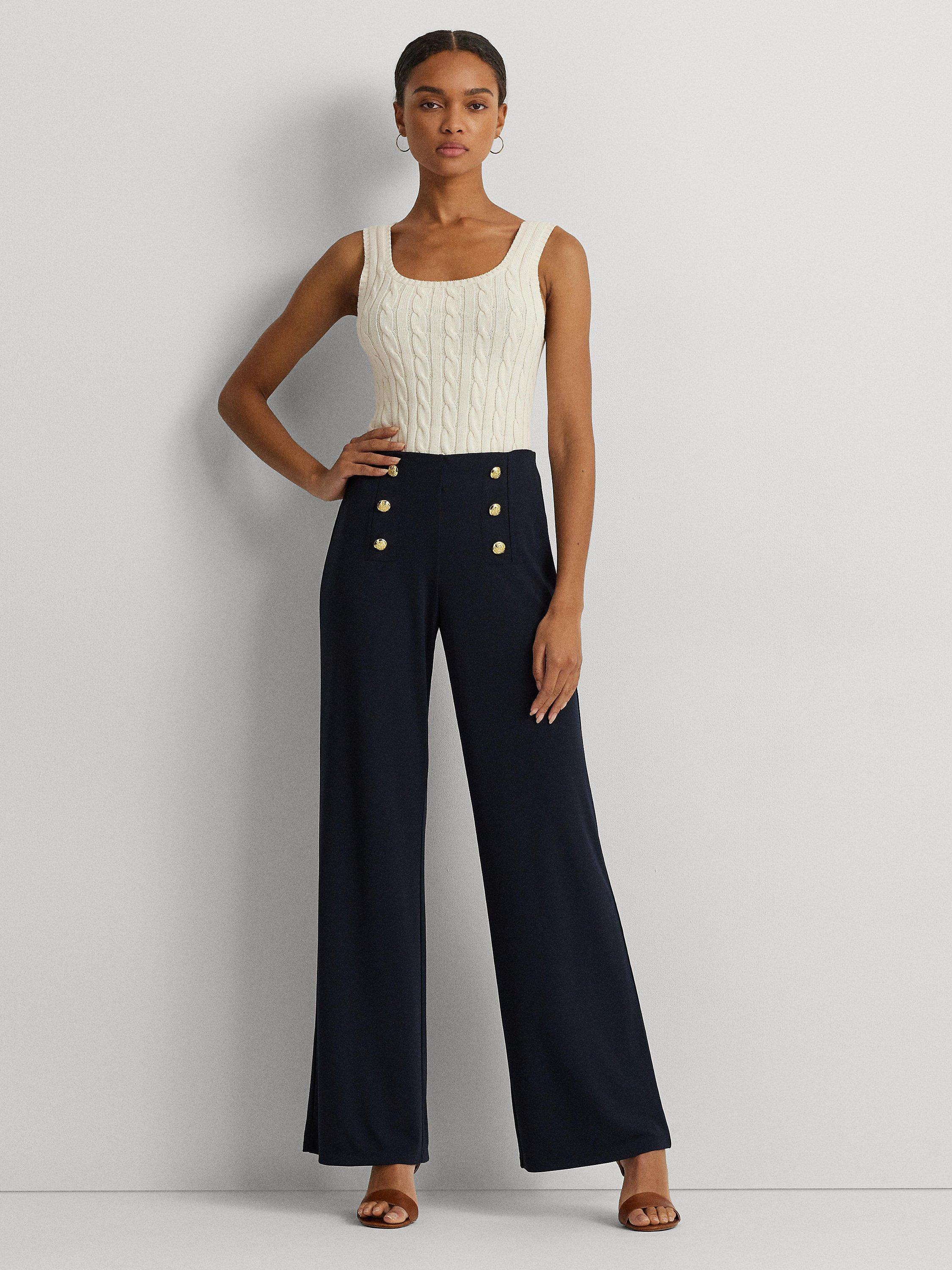 Product image 4 of 5, which shows Lauren Ralph Lauren Corydon High Rise Trousers, Lauren Navy, XL