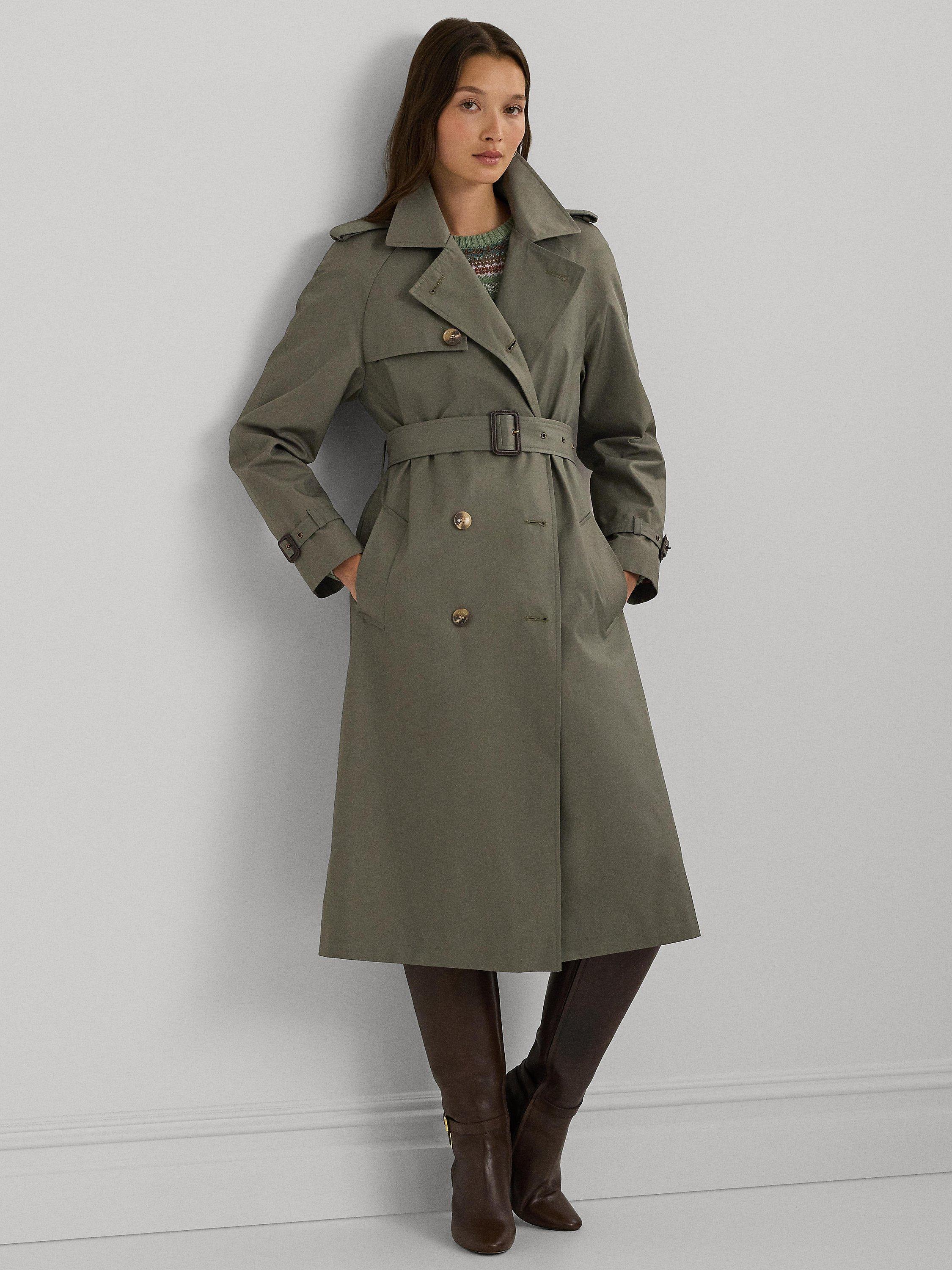 Lauren Ralph Lauren Double Breasted Trench Coat Olive Fern