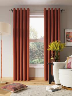 John Lewis Arlo Pair Lined Eyelet Curtains - view 2, Burnt Orange