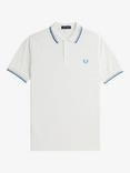 Fred Perry Twin Tipped Regular Fit Polo Shirt, Snow White/Blue