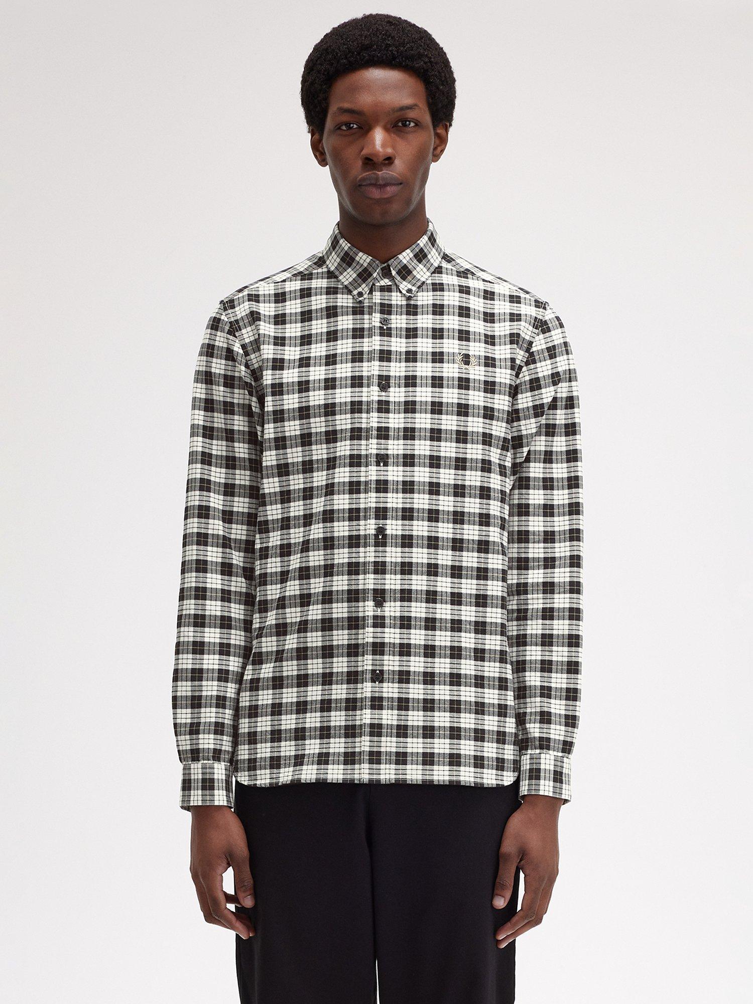 Fred Perry Tartan Oxford Shirt, Ecru, S