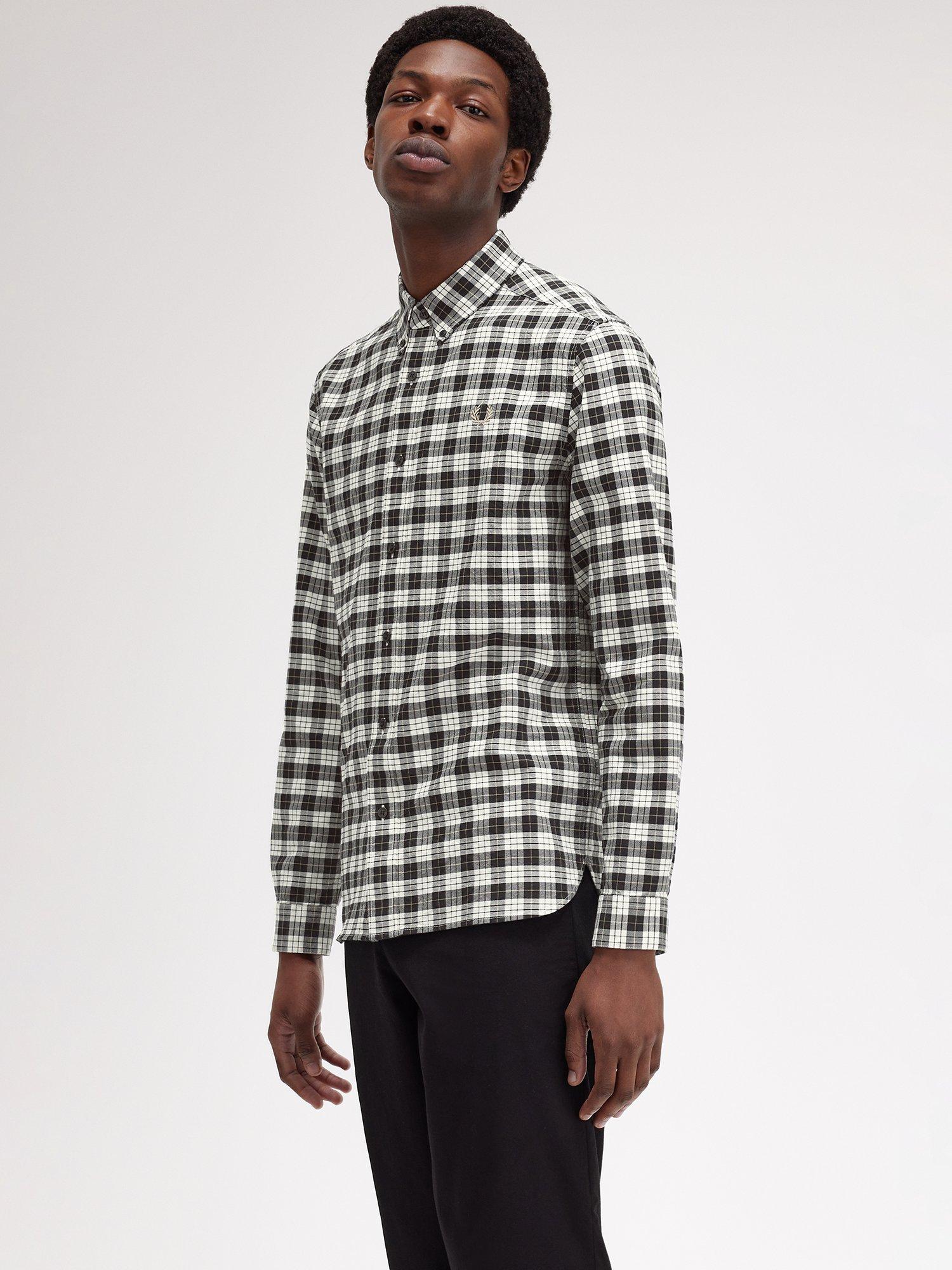 Fred Perry Tartan Oxford Shirt, Ecru, S