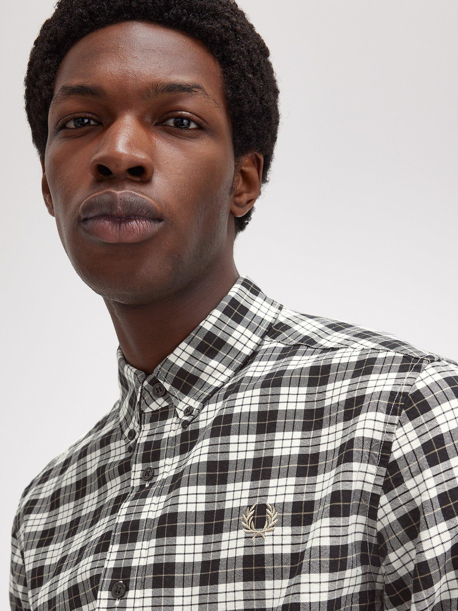 Fred Perry Tartan Oxford Shirt, Ecru, S