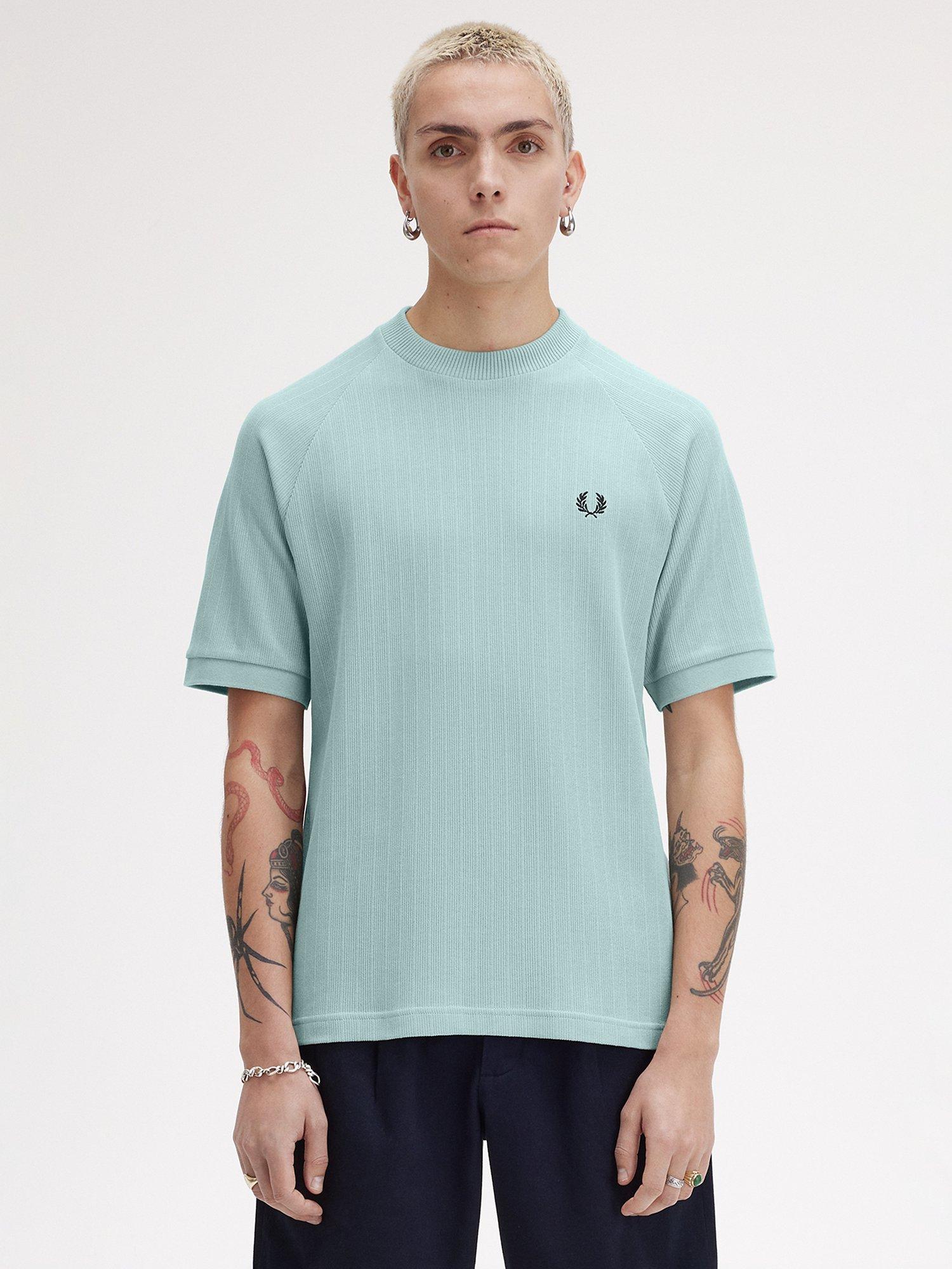 Fred Perry Ribbed Raglan Tee Silver Blue