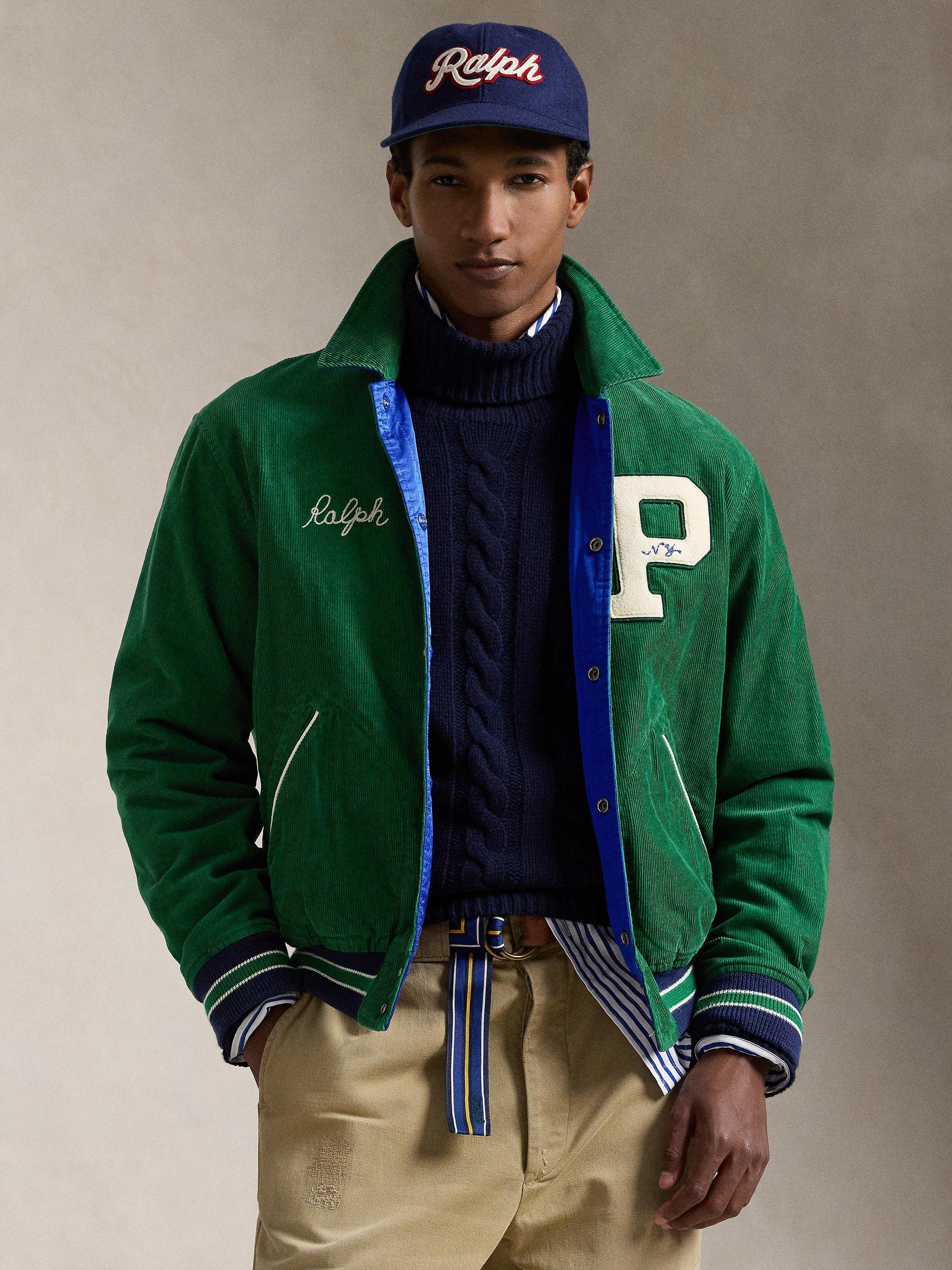 Green corduroy bomber jacket hotsell