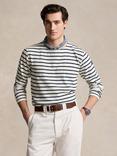 Ralph Lauren Stripe Boat Neck Top, Griege/Dark Indigo