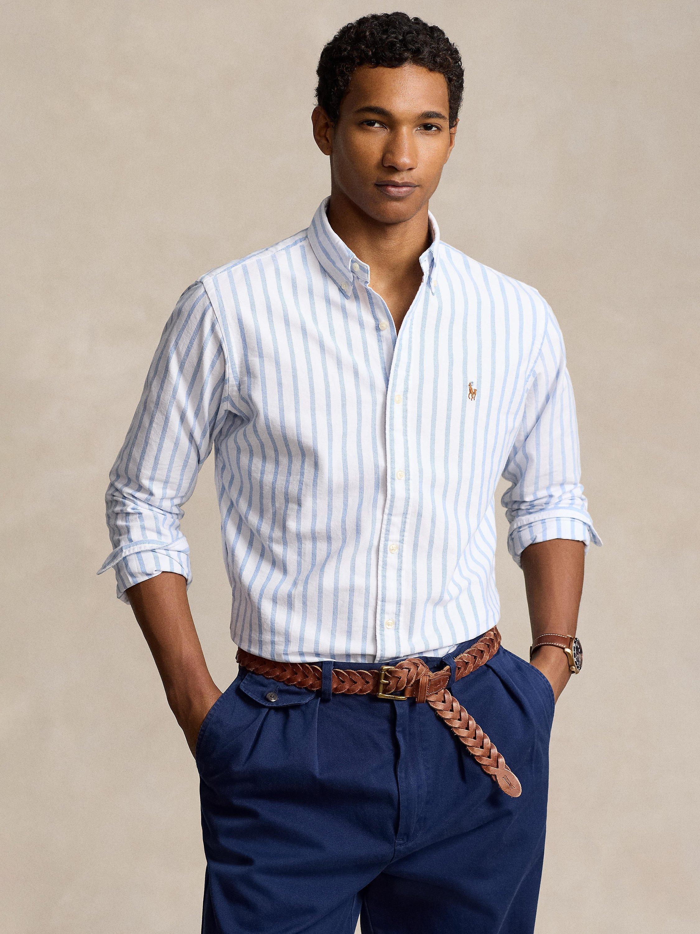 Ralph lauren white and blue striped shirt best sale