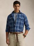 Polo Ralph Lauren Cotton & Linen Blend Plaid Shirt, 6421 Indigo Multi