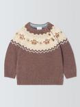 John Lewis Baby Cow Fairisle Jumper, Brown