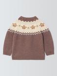 John Lewis Baby Cow Fairisle Jumper, Brown