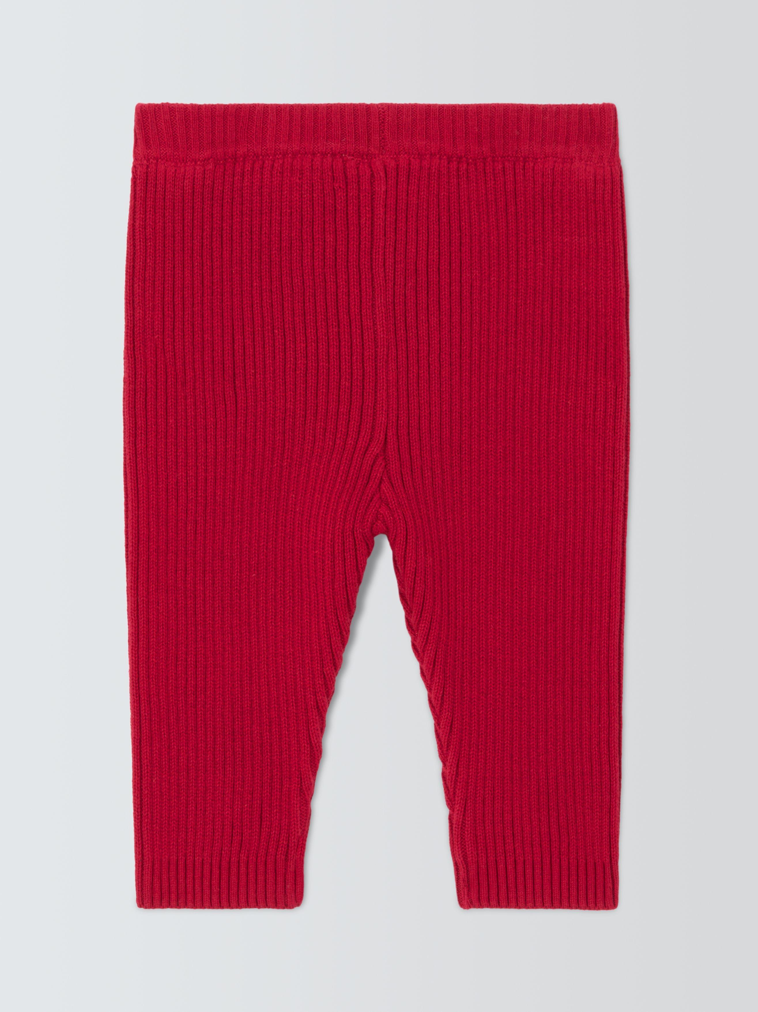 Product image 2 of 3, which shows John Lewis Baby Knitted Leggings, Red, 2-3 years