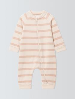 John Lewis Baby Stripe Two Way Zip Romper, Multi, Multi