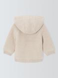 John Lewis Baby Bear Face Knitted Fleece Cardigan, Natural