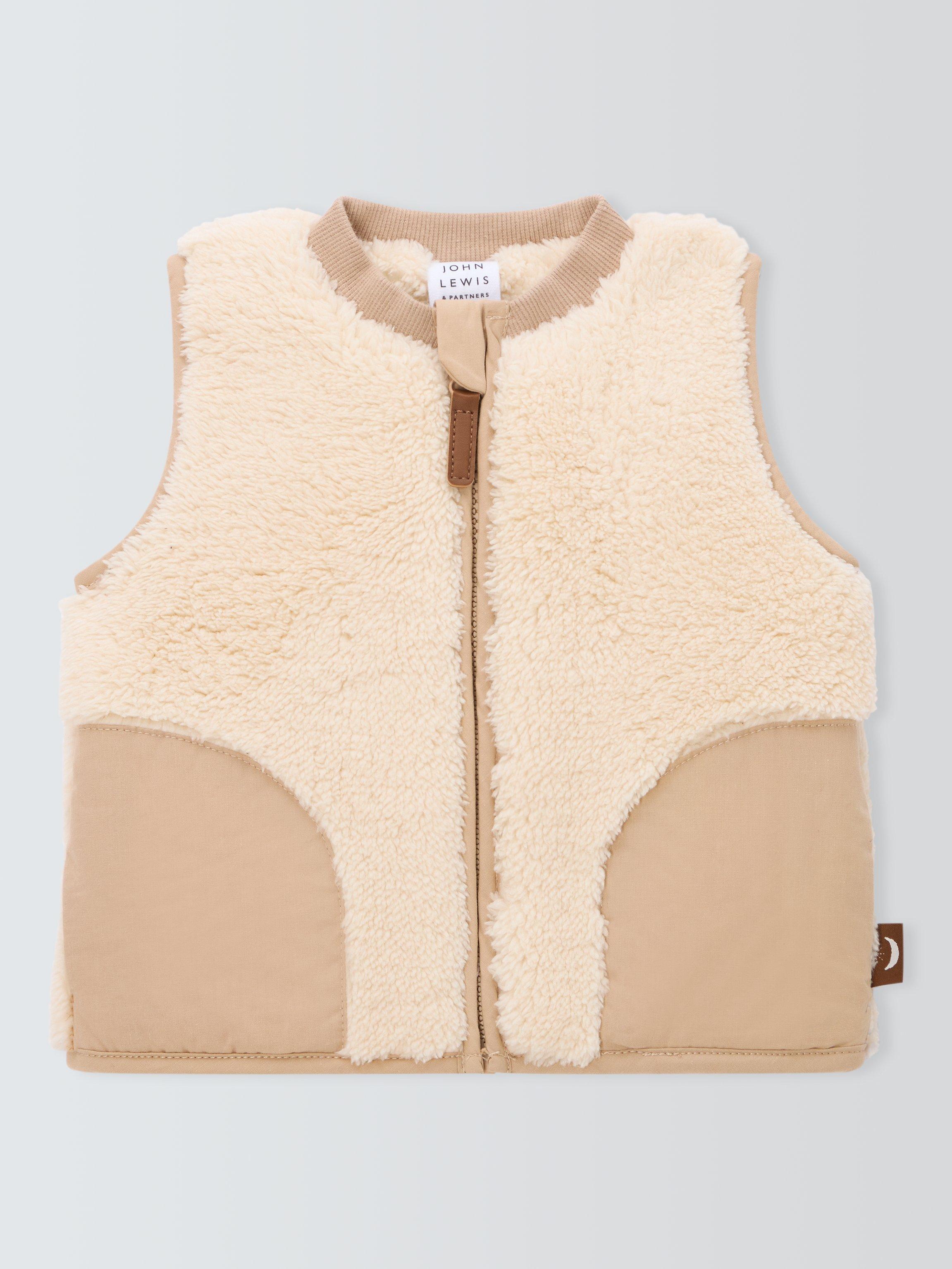 John Lewis Baby Borg Gilet, Ivory