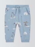 John Lewis Baby Penguin Print Joggers, Blue