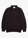 Far Afield Kier Knitted Polo Shirt, Slate Brown