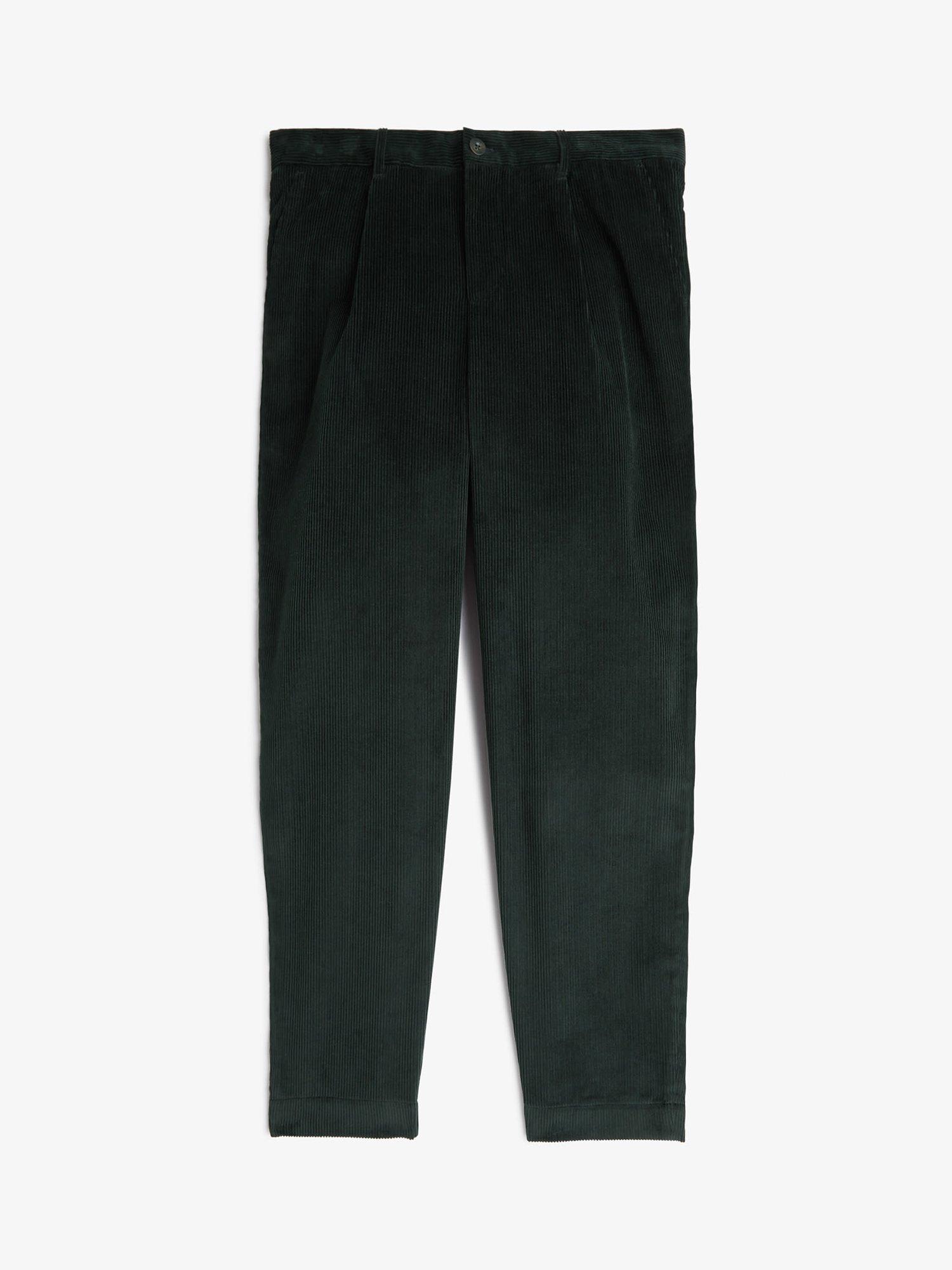 Product image 5 of 6, which shows Fred Perry Cord Cropped Tapered Trousers, Night Green, 30R