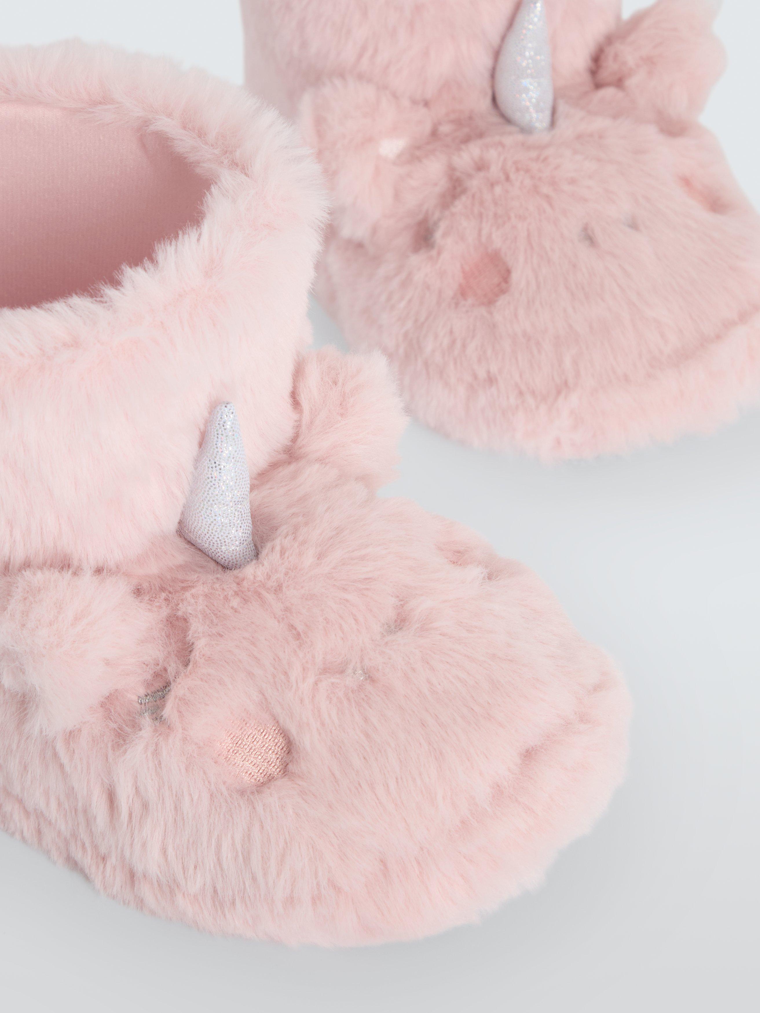 John Lewis Kids Unicorn Boot Slippers Pink