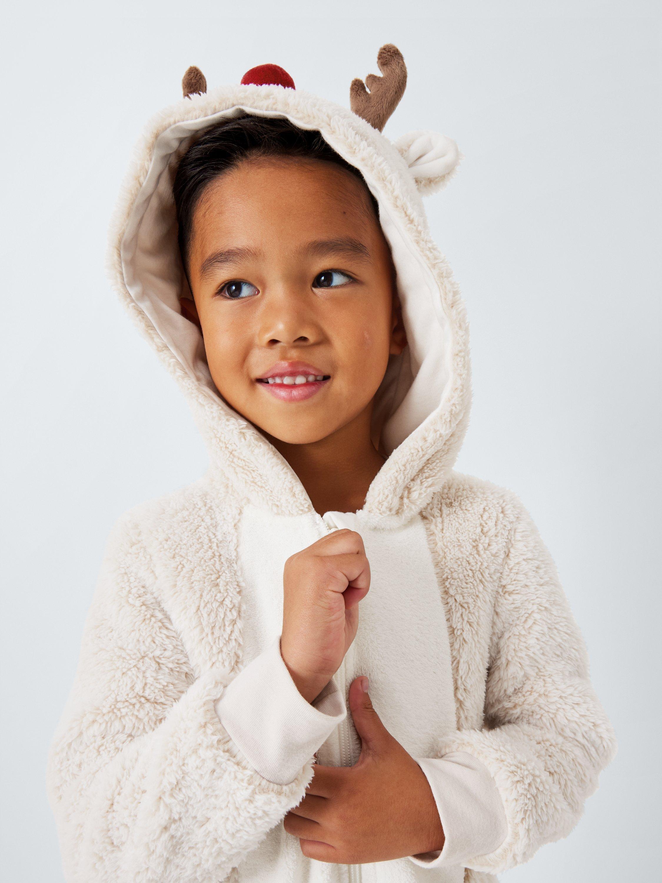 Product image 6 of 7, which shows John Lewis Kids' Reindeer Onesie, Brown, 2 years