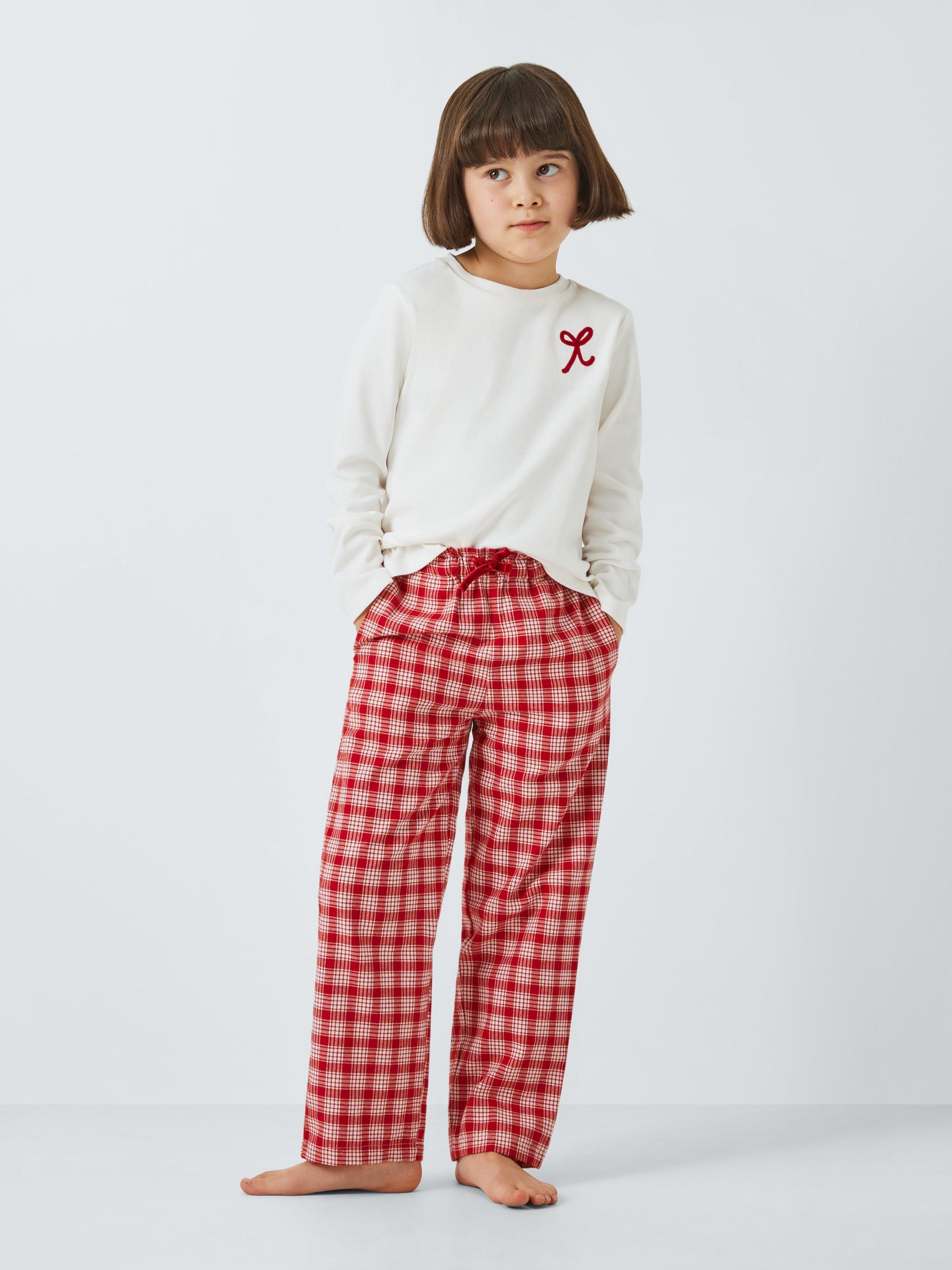 John Lewis Kids' Bow and Check Pyjamas, Red