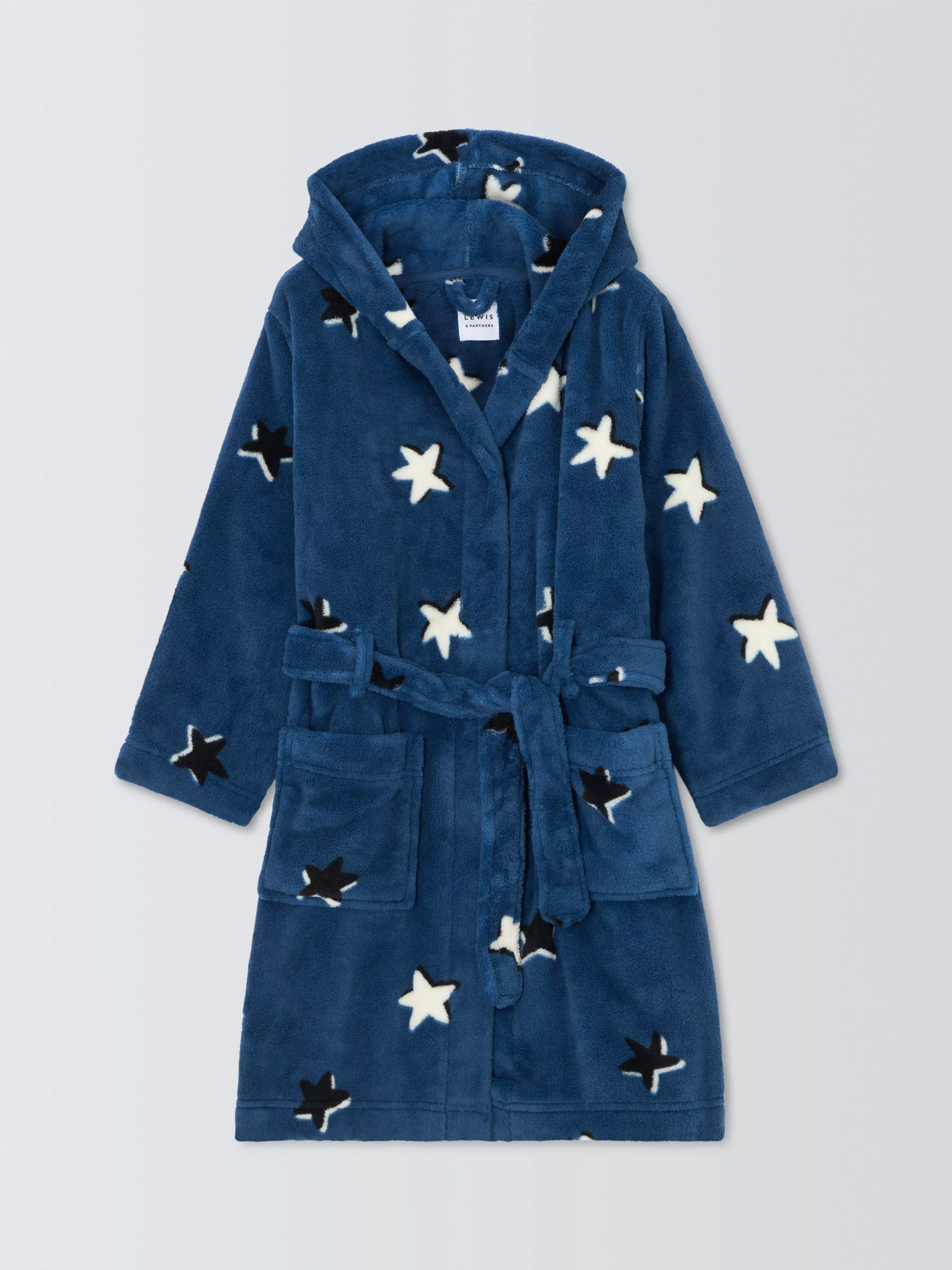 John Lewis Kids Star Fleece Bath Robe Blue