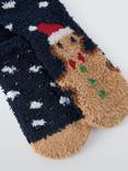 John Lewis Kids' Fluffy Gingerbread Slipper Socks, Multi